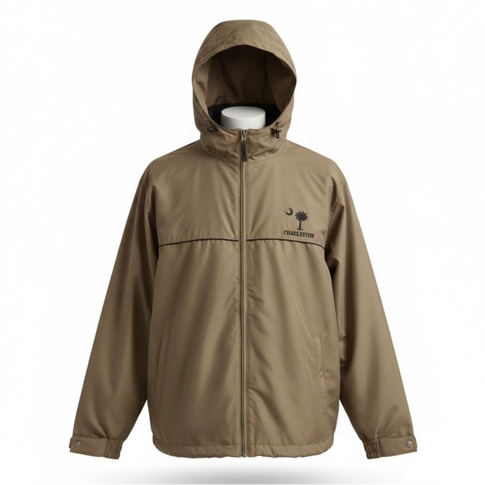 Harvard Square “Charleston” Dark Tan/Brown Hooded Windbreaker Oversized Size S